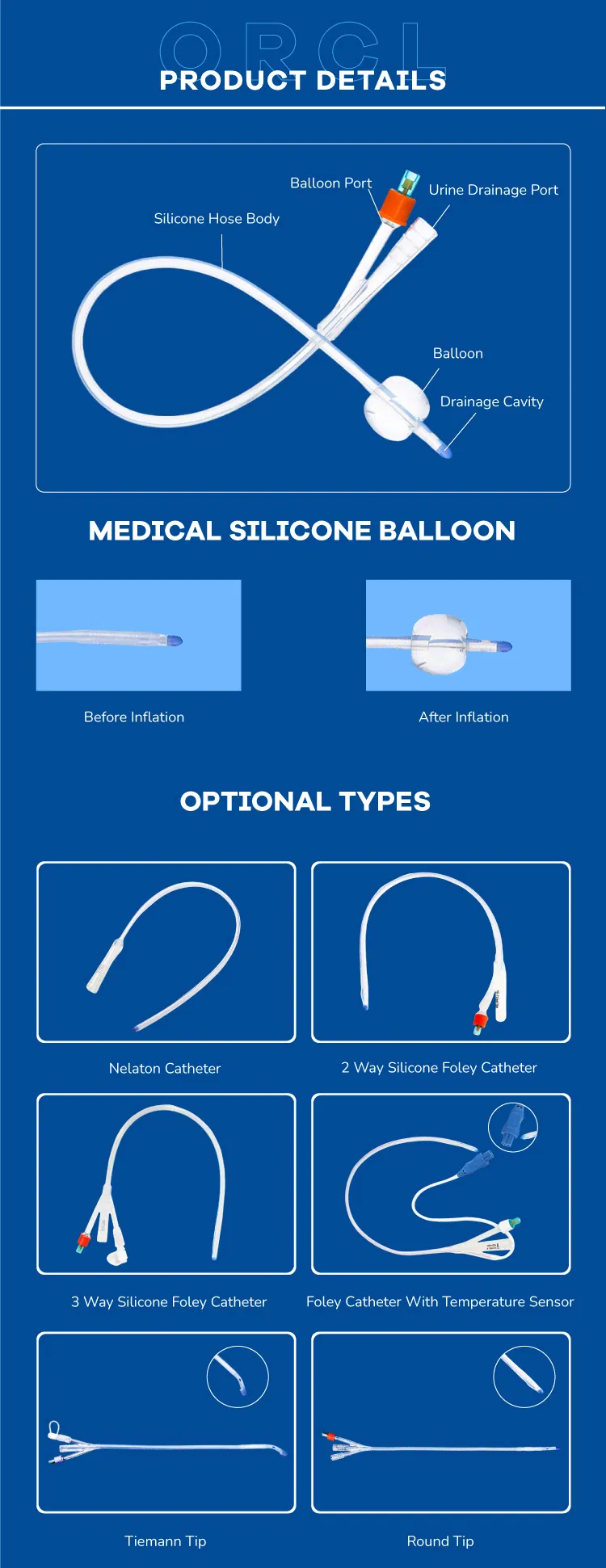 Xử lý một lần ống thông silicone Foley 1 Way 2 Way 3 Way Fr6-Fr30 2