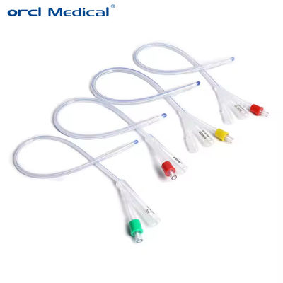 Thủy ống thông nước tiểu kiểu nóng dùng một lần Sterile 100% silicone 3 Way Thủy ống thông silicone loại Foley chuẩn