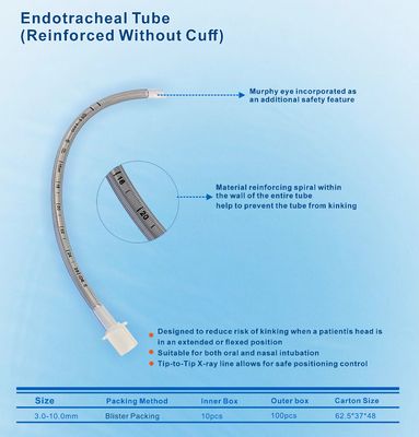 Thiết bị y tế PVC được gia cố latex không có latex còng / Uncuffed 2.0-10.0mm Ống nội mô Tube